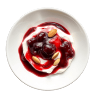 Yogurt with Spoon Sweet and Almonds