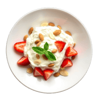 Requesón con Fresas y Almendras