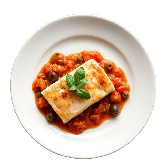 Baked Cod Puttanesca