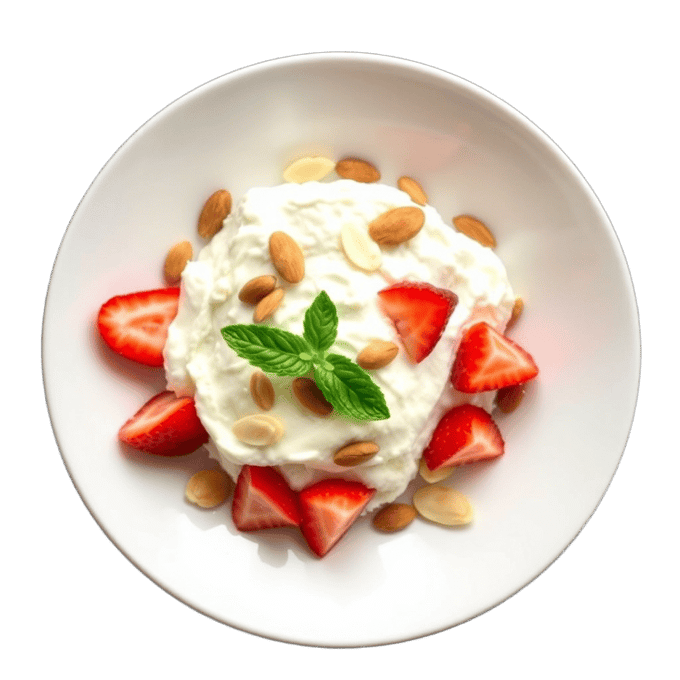 Requesón con Fresas y Almendras